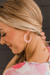 Noteworthy Style C-Hoop Earrings- Light Pink