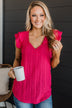 Think Pink Ruffle Sleeve Top- Fuchsia