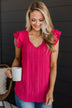 Think Pink Ruffle Sleeve Top- Fuchsia