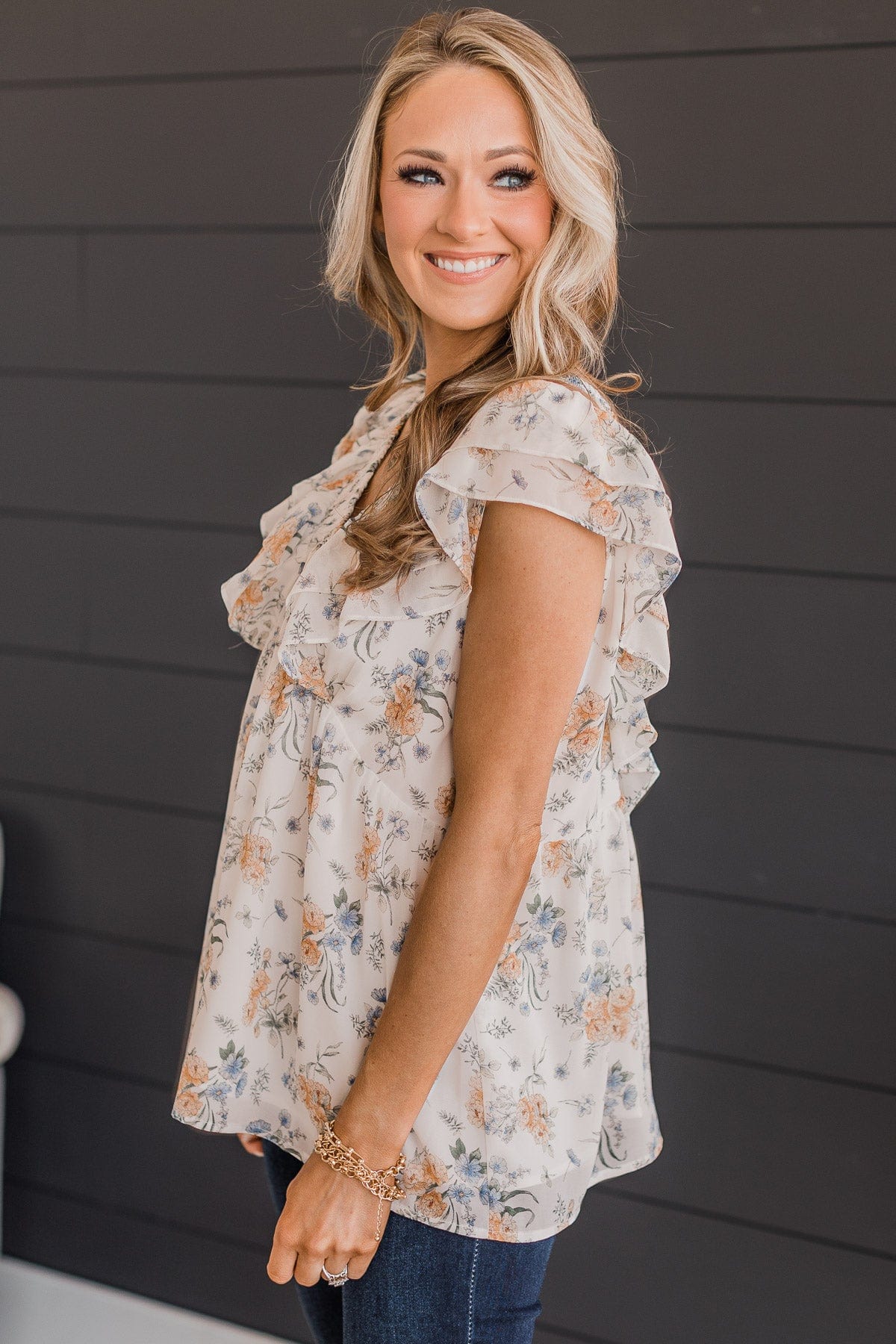 Beloved Moments Floral Blouse- Ivory