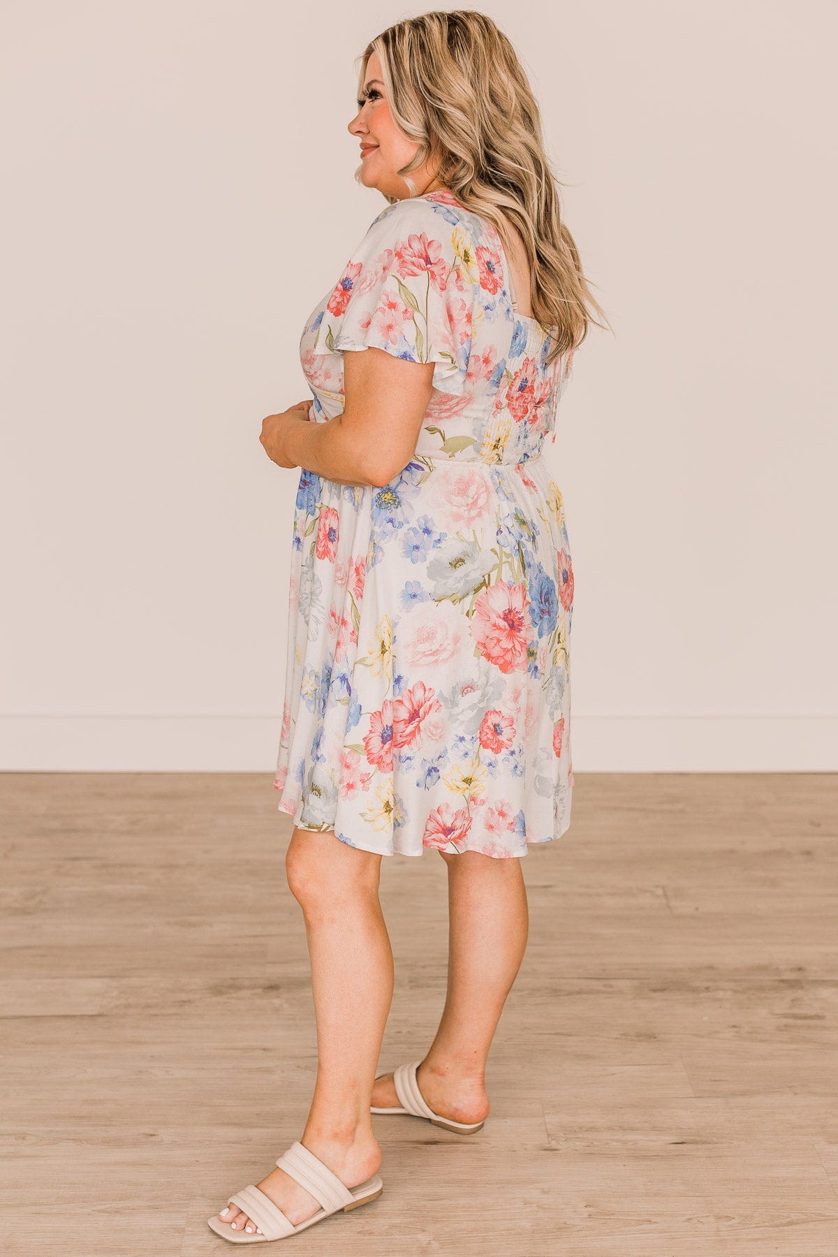 Adored By Everyone Floral Dress- Ivory