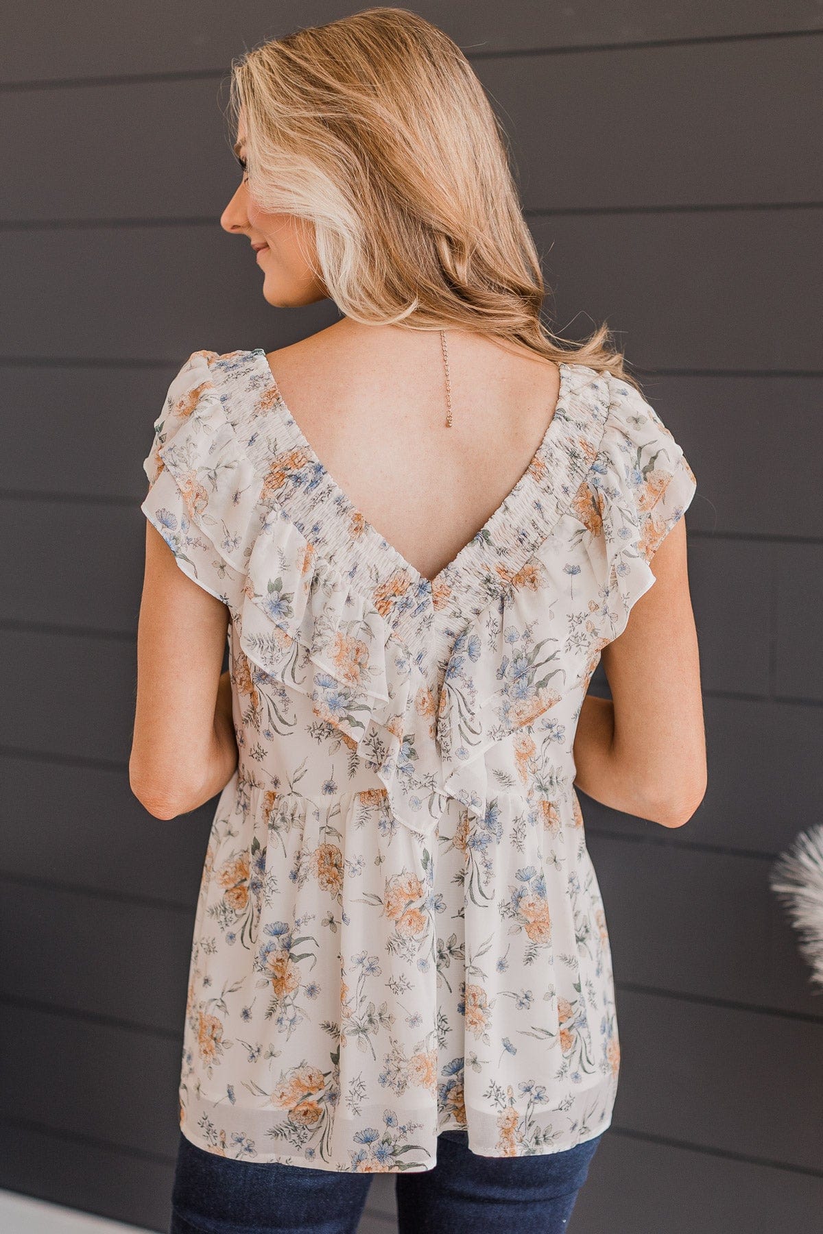 Beloved Moments Floral Blouse- Ivory