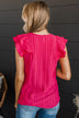 Think Pink Ruffle Sleeve Top- Fuchsia