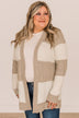 Hold Me Close Knit Cardigan- Light Taupe & Ivory