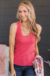 Worth A Shot Ribbed Knit Tank Top- Coral