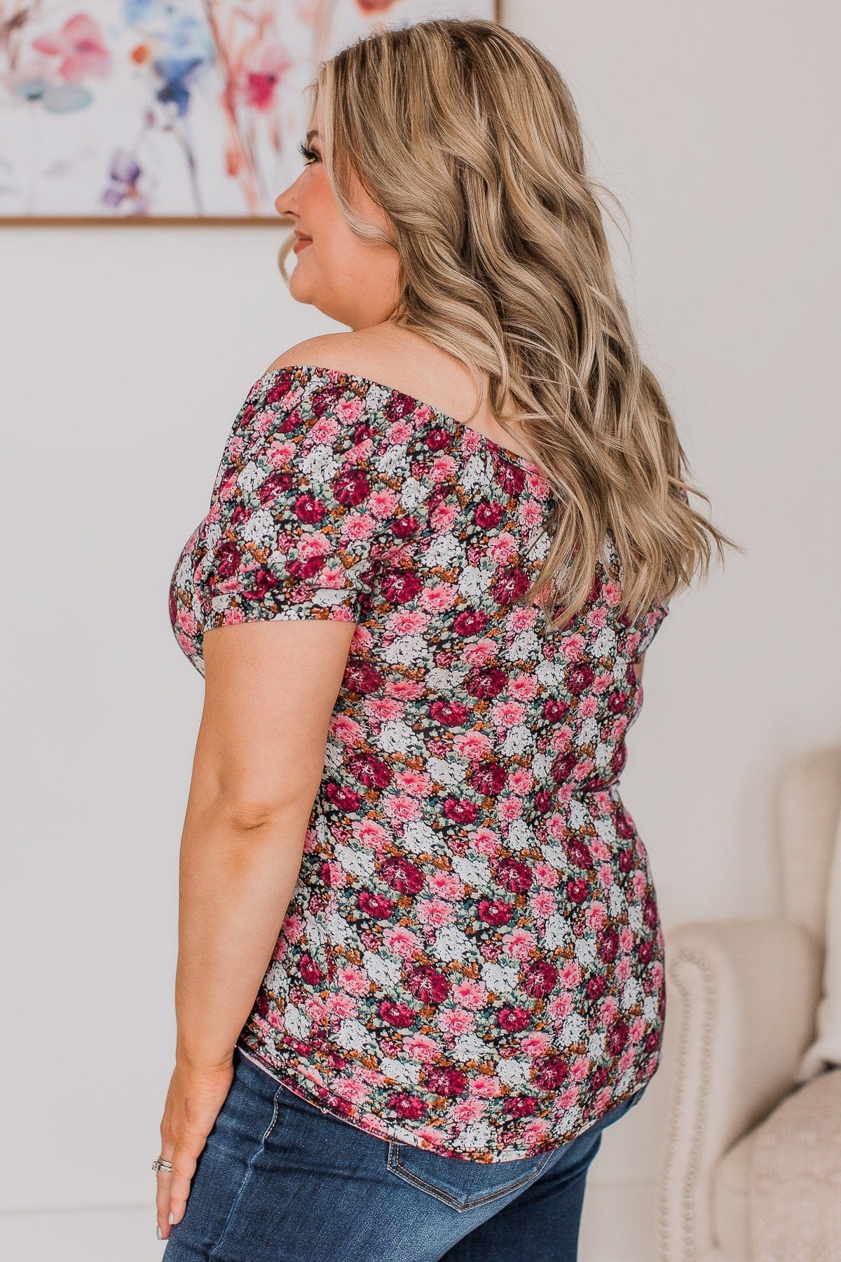 Bloom Again Short Sleeve Floral Top- Black
