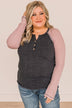 Counting On Today Raglan Top- Charcoal & Pink