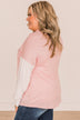 Found My Forever Color Block Button Top- Ivory & Pink
