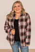 Lovely Seeing You Button Down Flannel- Mauve & Black