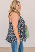 Easily Adored Floral Tank Top- Navy