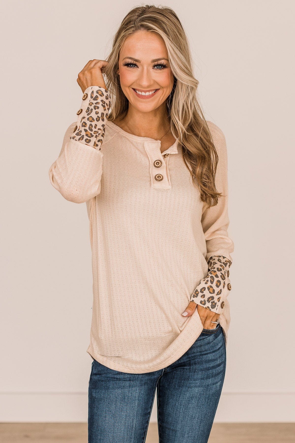 At My Happiest Button Knit Top- Cream