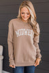 "Midwest" Graphic Crew Neck Pullover- Taupe