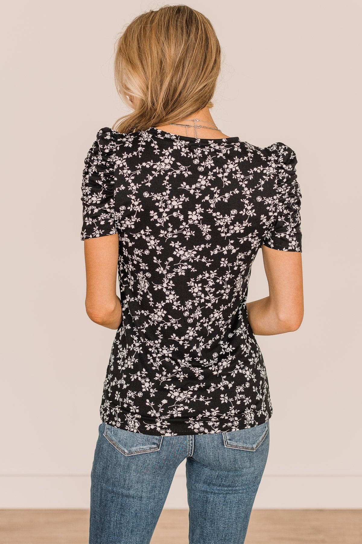 Leave You Guessing Floral Top- Black
