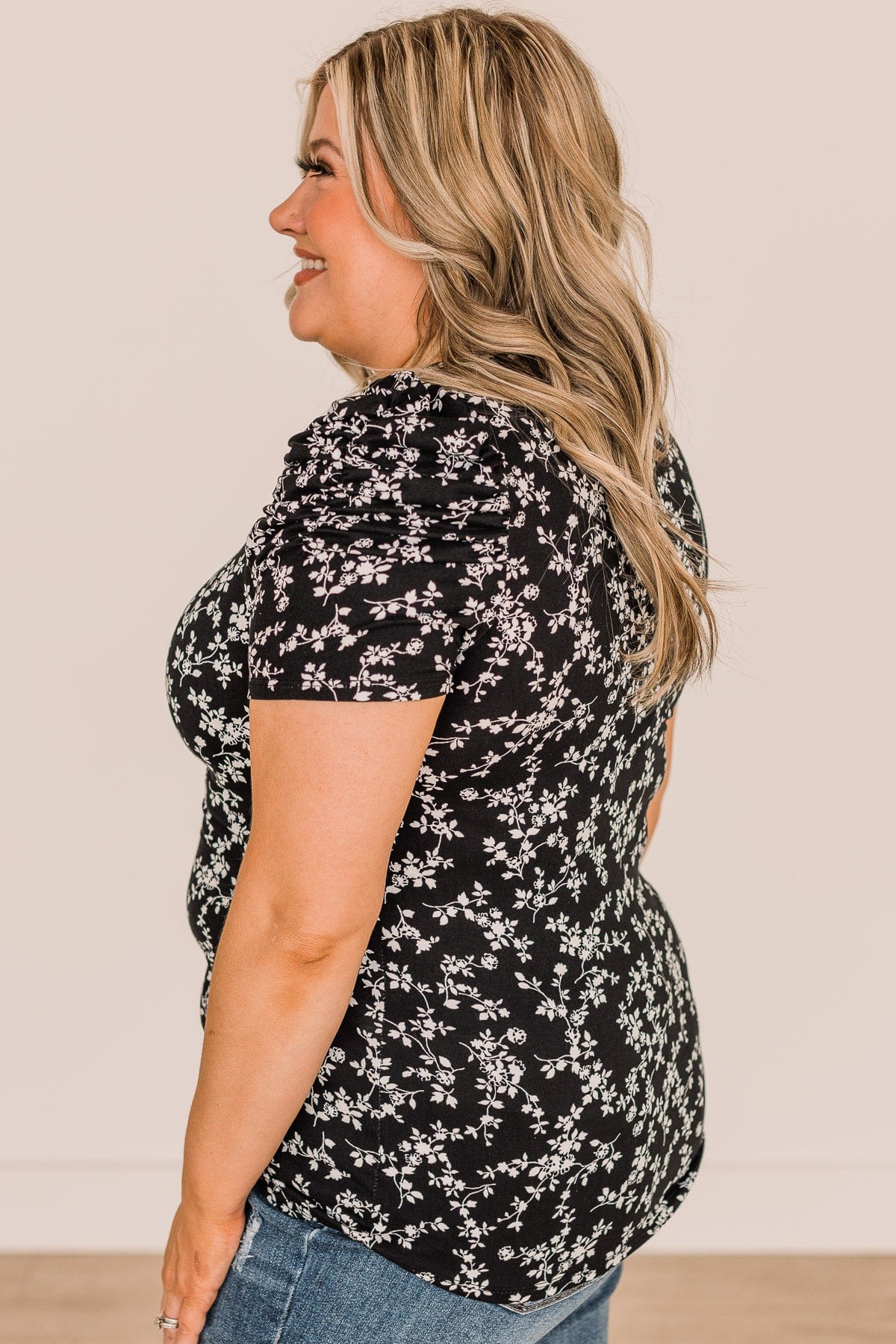 Leave You Guessing Floral Top- Black