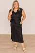 Following A Daydream Midi Dress- Black