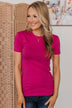 Casual Outings Short Sleeve Top- Hot Pink