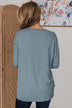 All In For Love Ribbed Knit Top- Steel Blue