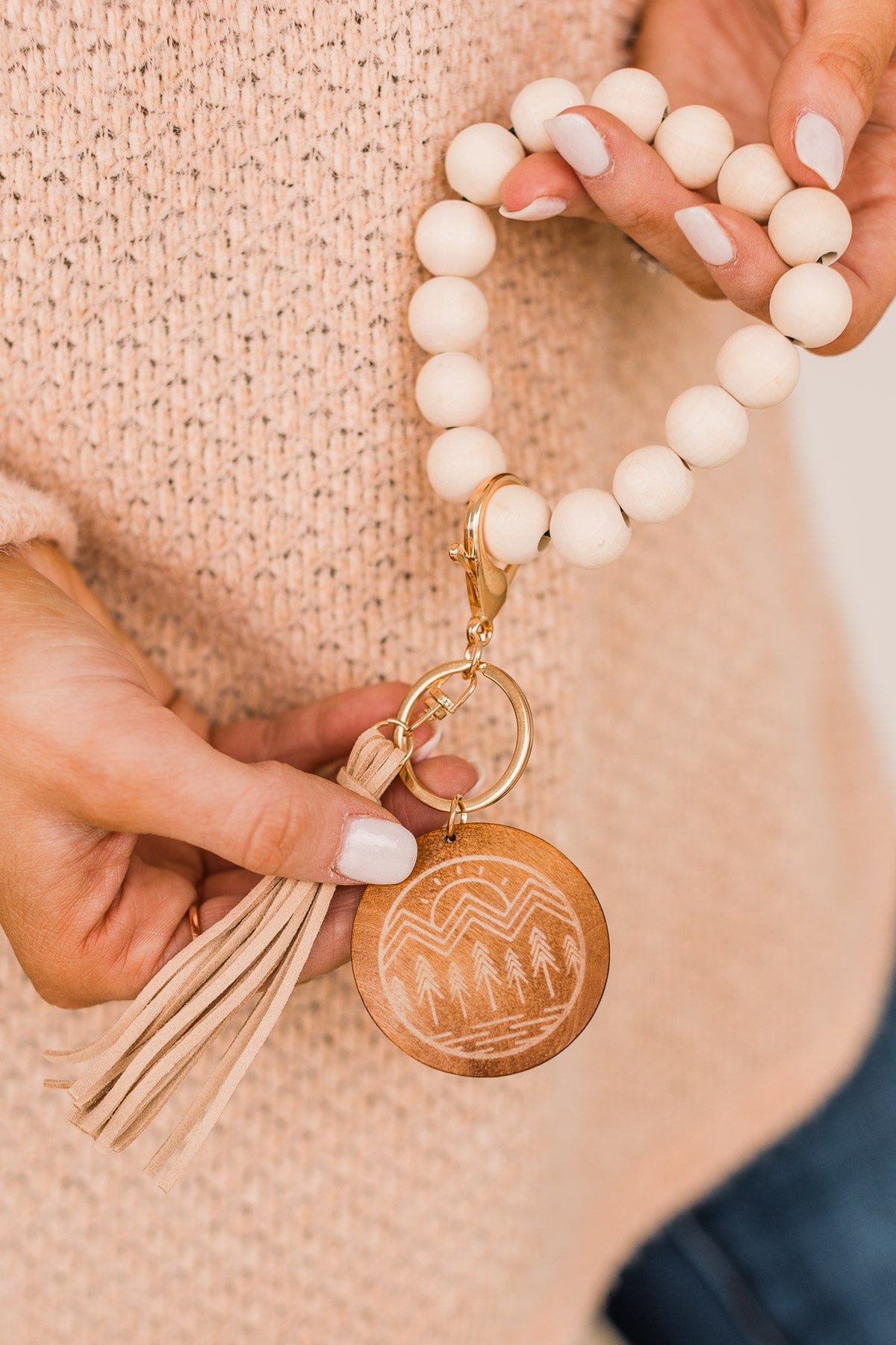 Go With The Flow Key Chain- Natural