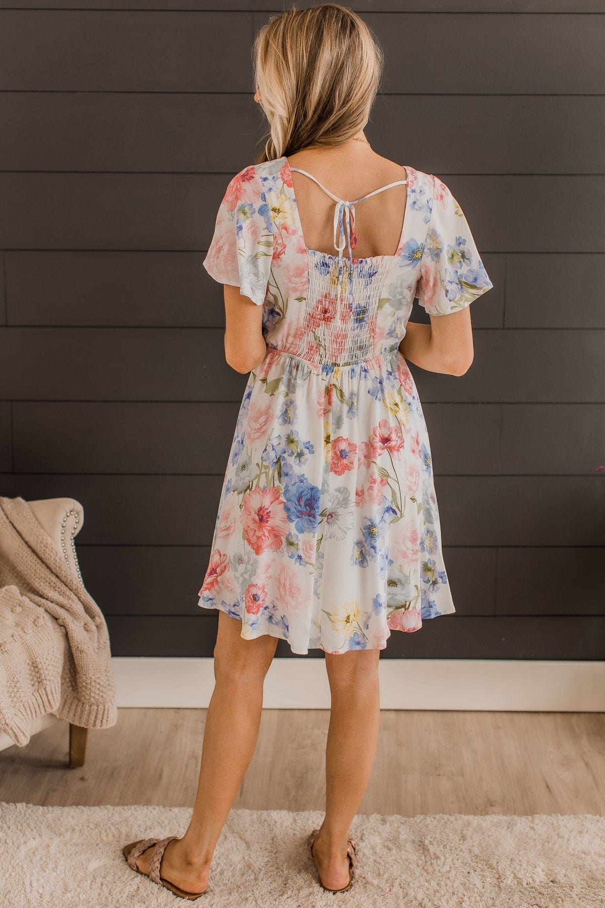 Adored By Everyone Floral Dress- Ivory