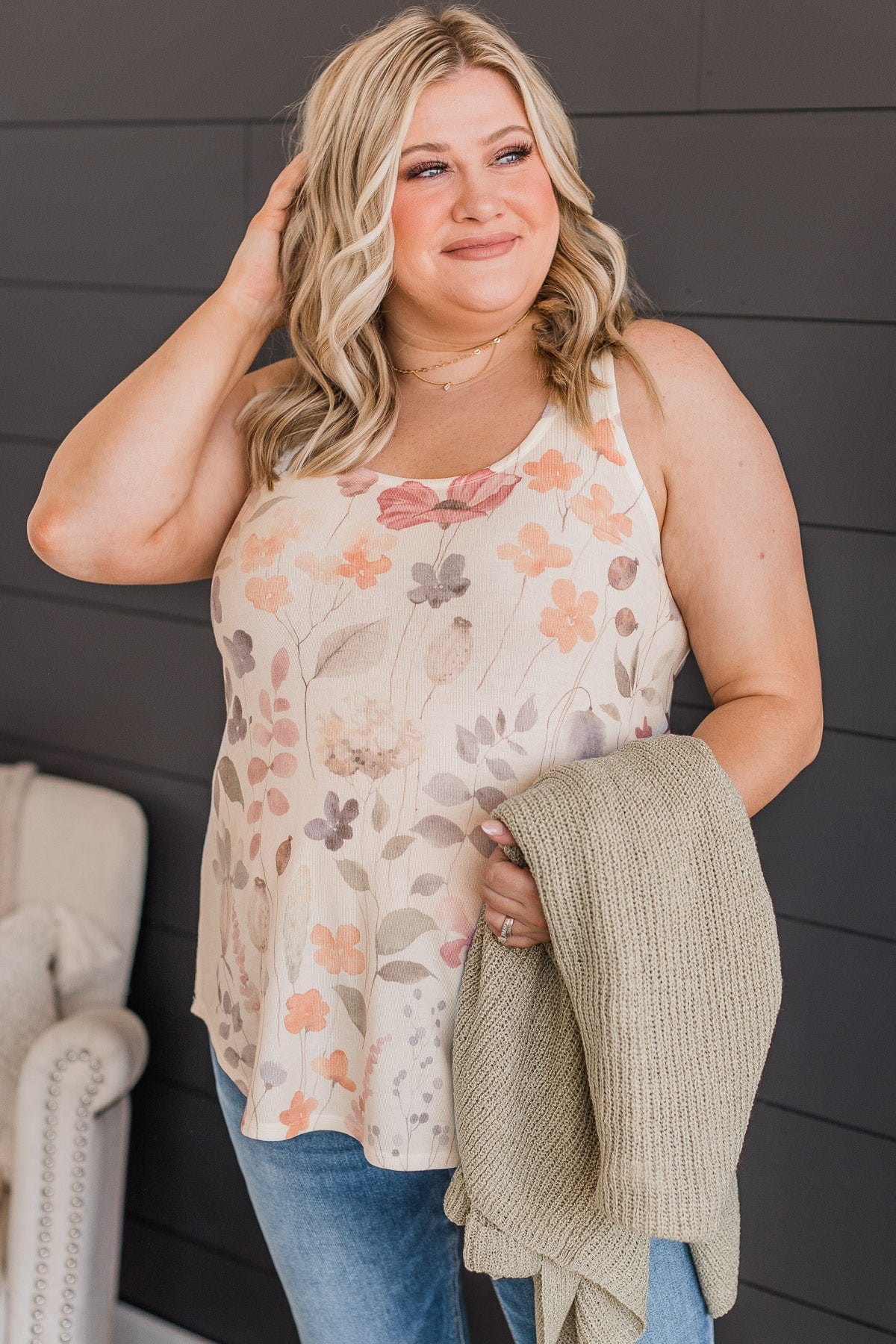Forever In Bloom Floral Tank Top- Ivory