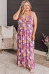 On A Cruise Floral Maxi Dress- Purple