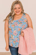 Smitten By You Floral Tank Top- Blue