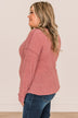 Enjoy The Moment Button Knit Top- Dusty Rose