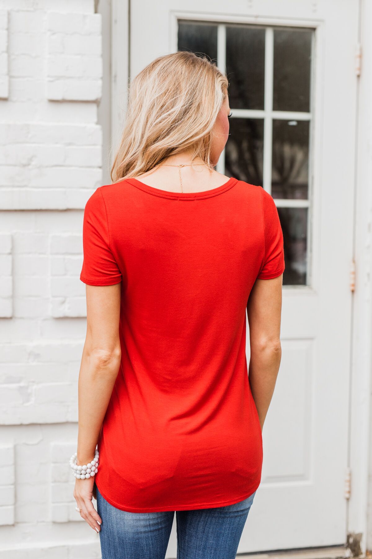 Meet Me Here Short Sleeve Top- Scarlet Red