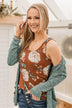 Keep It Up Floral Tank Top- Brown