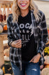 Nights By The Fire Hooded Plaid Top- Black