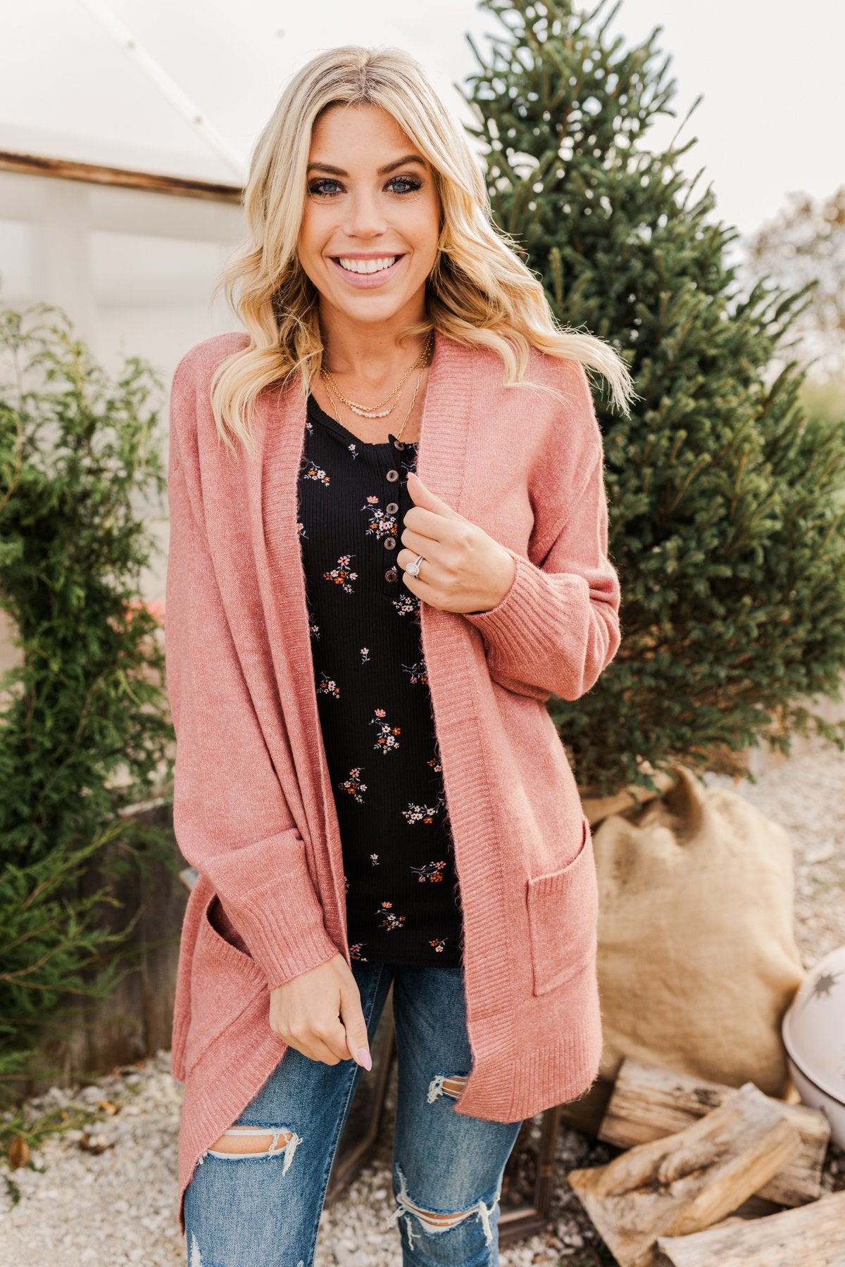 Talk Of The Town Long Knit Cardigan Mauve The Pulse Boutique