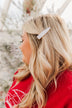 Festive Season 3 Piece Gold Barrette Set- White, Silver, Red
