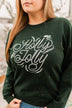 "Holly Jolly" Bleached Pullover- Wintergreen