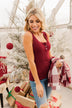 Uplifting Spirits Button Henley Tank Top- Cranberry