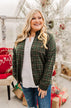 Catching Snowflakes Button Plaid Top- Green