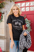 Festive "Farm Fresh Christmas Tree" Graphic Tee- Black