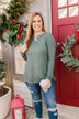 Soft Gazes Button Long Sleeve Top- Hunter Green