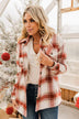 Winter Days Plaid Button Down Jacket- Red & Ivory