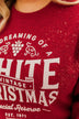 "Vintage White Christmas" Crewneck Pullover- Deep Red