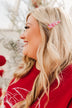 Festive Season 3 Piece Gold Barrette Set- White, Silver, Red