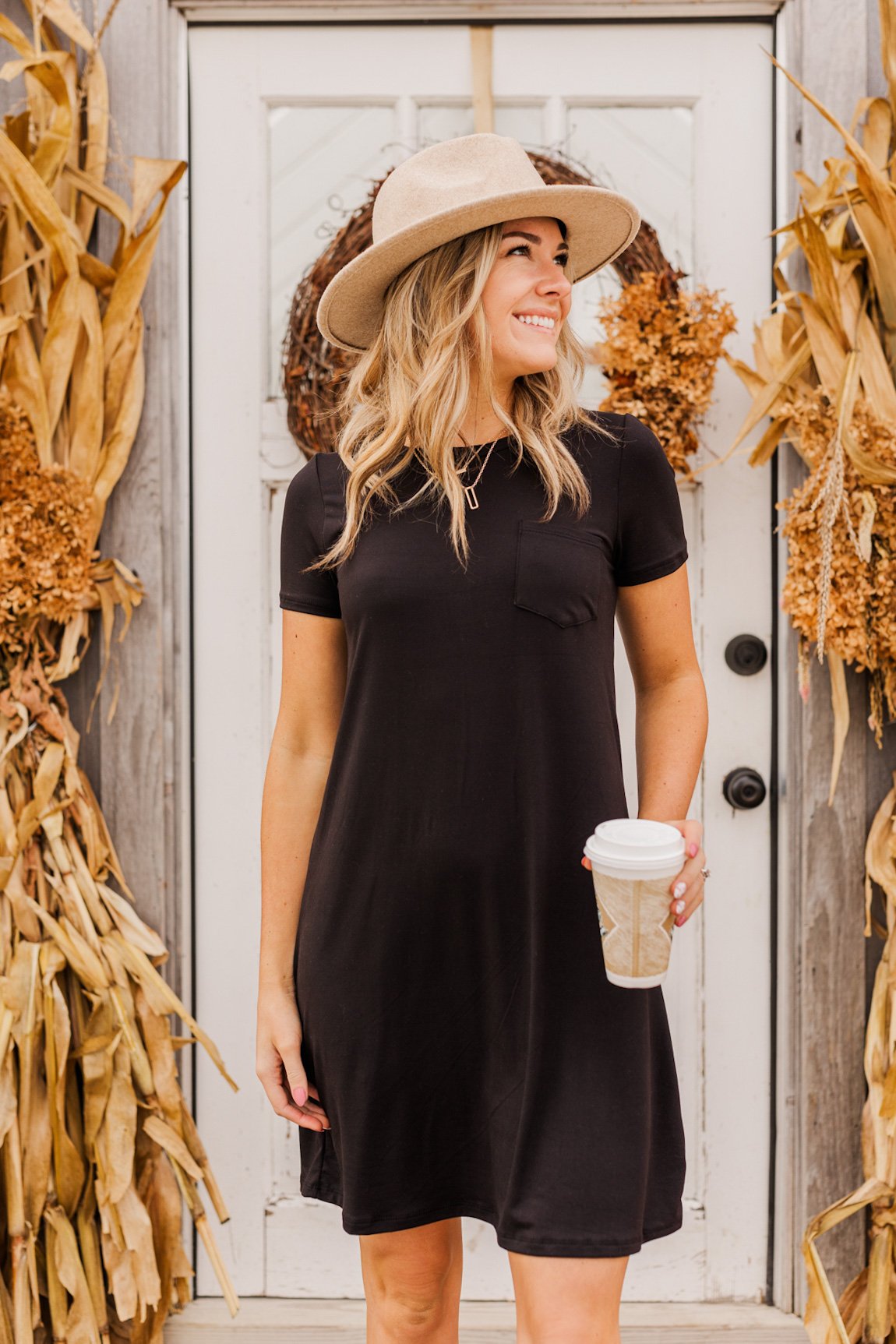 Cute Comfy Pocket Dress Black