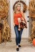 Uplifting Spirits Button Henley Tank Top- Burnt Orange