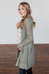 Long Sleeve Knit Cardigan- Sage