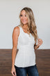 Dream Life Ribbed Button Tank Top- Ivory