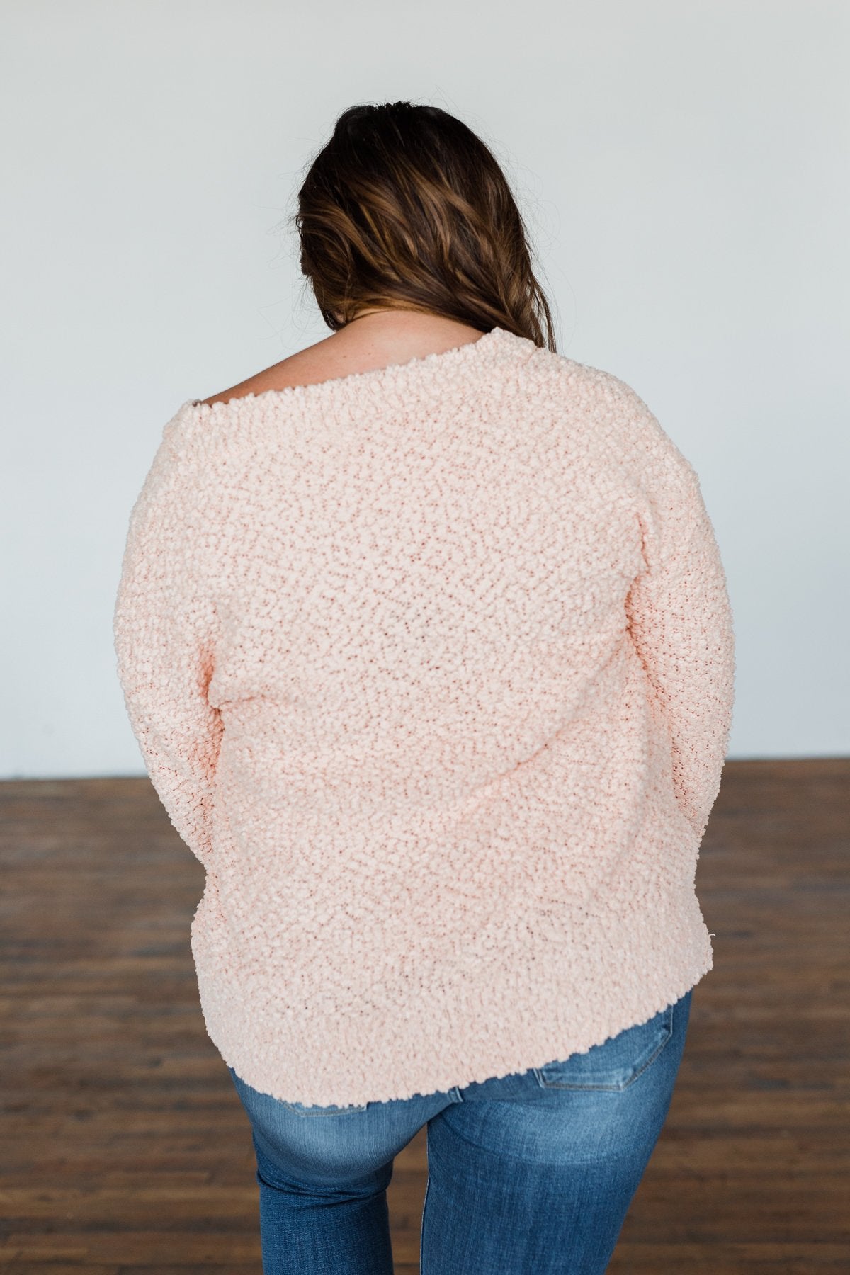 All I Can Do Popcorn Knit Sweater- Light Peach