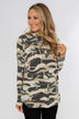 Captivating In Camo Drawstring Hoodie- Grey Camo