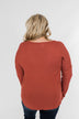Knowing You V-Neck Thermal Top- Brick