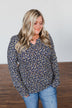 Before You Go Floral Notch Top- Navy