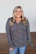 Before You Go Floral Notch Top- Navy