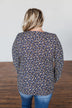 Before You Go Floral Notch Top- Navy